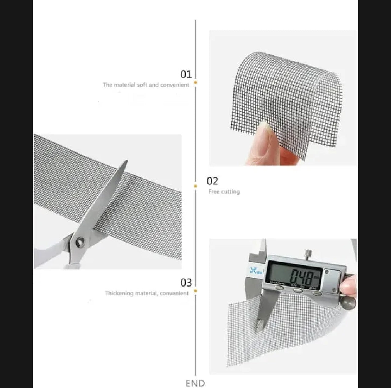 2 PACK- Waterproof Self-Adhesive Window Screen Repair Mesh Tape Roll (2meter)