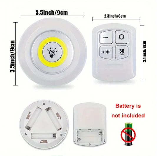 3-Pack Wireless LED Puck Lights with Remote Control