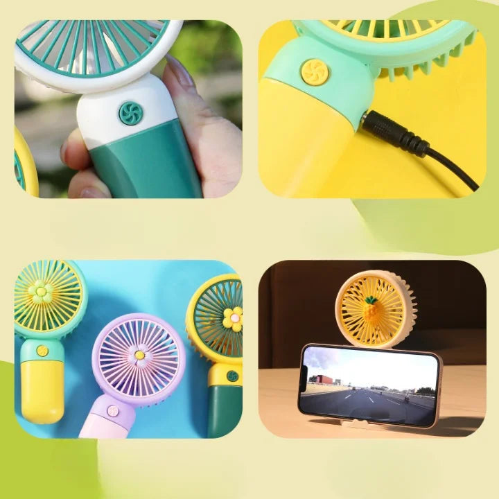 1 Pc - Portable USB Rechargeable Flower Handheld Mini Electric Fan