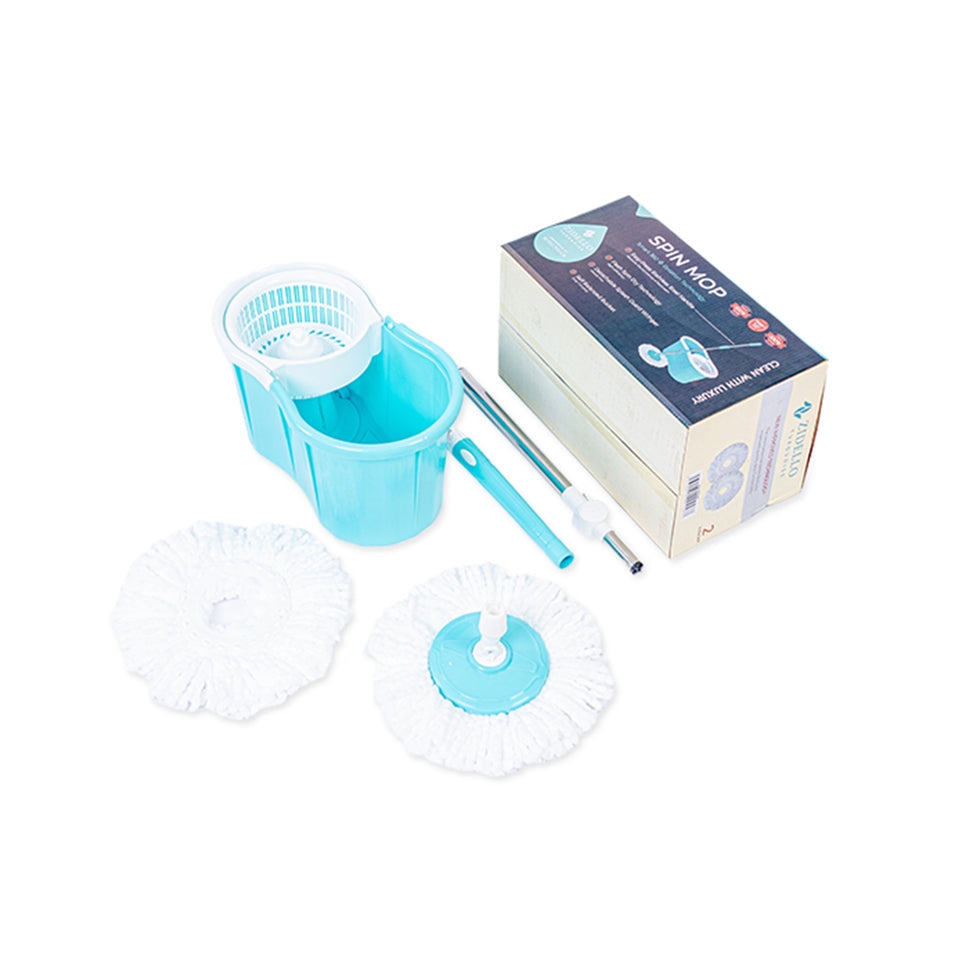 360° Rotating Spin Mop – Bucket, Handle & Microfiber Heads