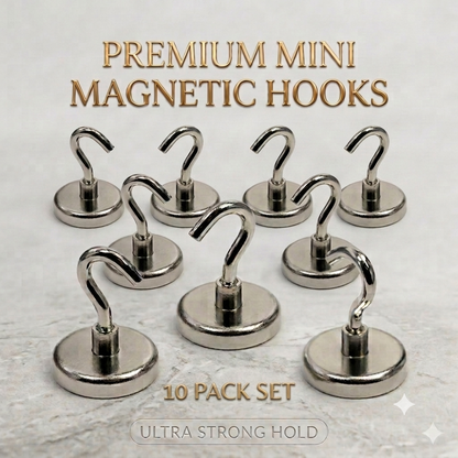 10-Packs Strong Magnetic Hooks | Wall Mount Organizer Hangers