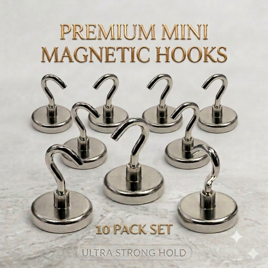 10-Packs Strong Magnetic Hooks | Wall Mount Organizer Hangers