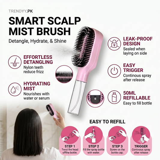 2-in-1 Water Spray Hair Brush | Refillable Detangling Comb