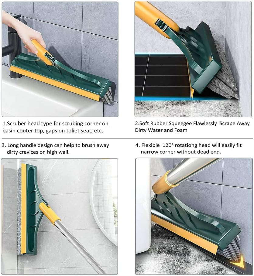 3-in-1 Cleaning Brush with Wiper | Double-Sided Scrubber