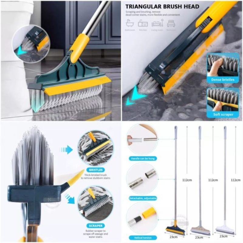 3-in-1 Cleaning Brush with Wiper | Double-Sided Scrubber