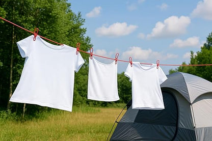 Portable Travel Clothesline Rope | 12 Clips & 2 Hooks Included | 185cm