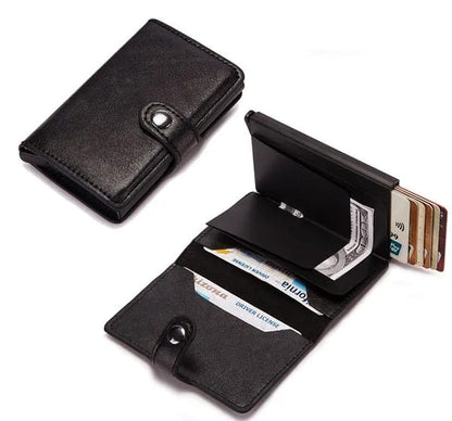 RFID Cardholder Wallet – Premium PU Leather (With Strap / Classic Slim)