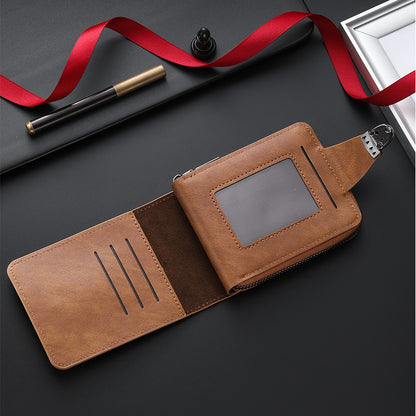 🔥 Men's Vintage Compact Zipper Wallet – No Inner Zipper