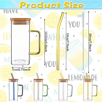 400ml Square Glass with Straw