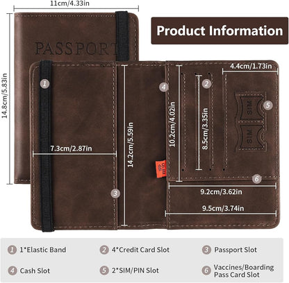PU Leather Passport Holder | Waterproof Travel Card Wallet Organizer