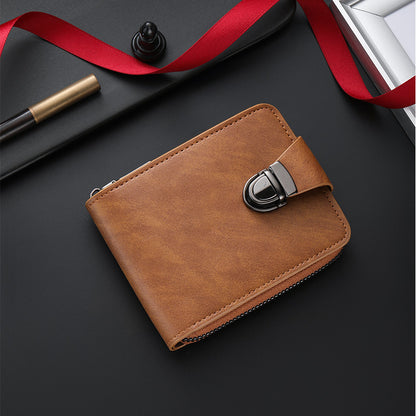 🔥 Men's Vintage Compact Zipper Wallet – No Inner Zipper