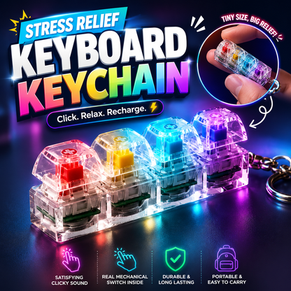 LED Keyboard Keychain Fidget Toy | Clickable Stress Relief Button