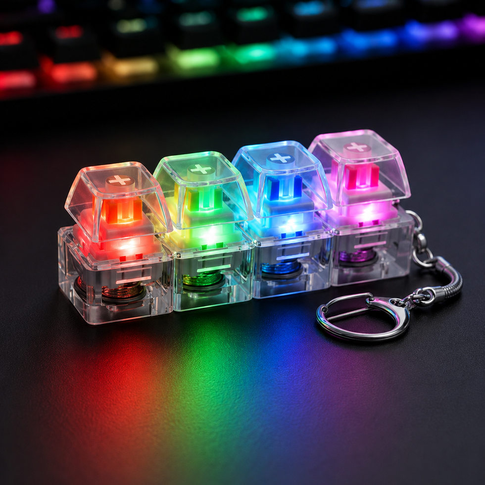LED Keyboard Keychain Fidget Toy | Clickable Stress Relief Button