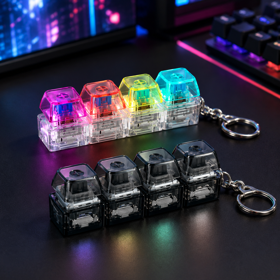 LED Keyboard Keychain Fidget Toy | Clickable Stress Relief Button
