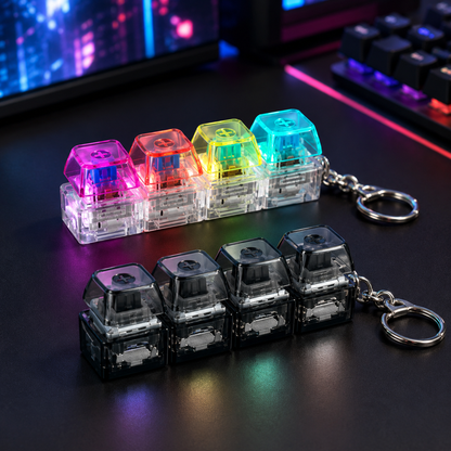 LED Keyboard Keychain Fidget Toy | Clickable Stress Relief Button