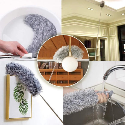 Microfiber Duster with Extension Pole (100 inches) | Bendable Cleaning Brush