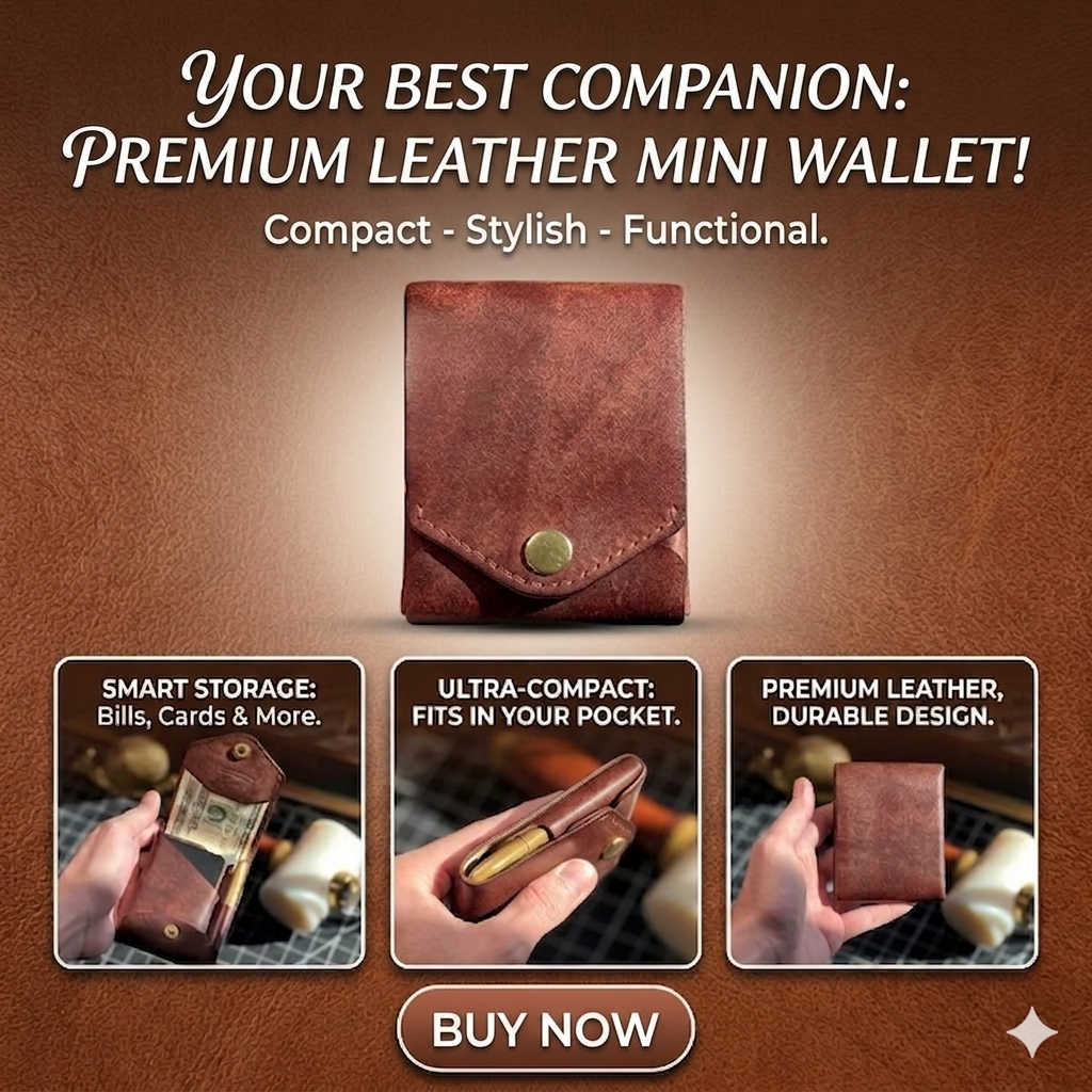 Multifunctional Slim Compact Wallet, Handmade Leather Card Holder