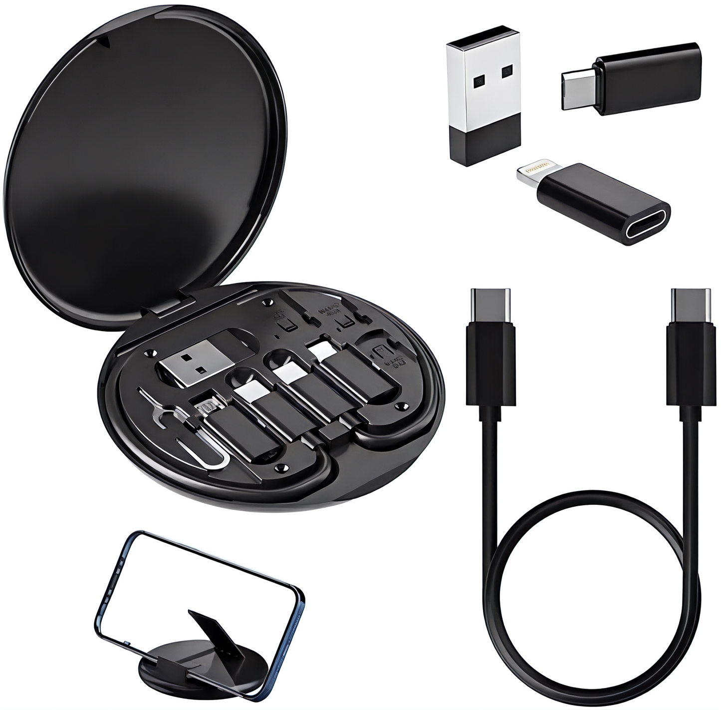 Premium Mobile Charging Cable Set with Multi-Port Storage Box