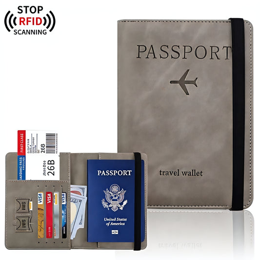 PU Leather Passport Holder | Waterproof Travel Card Wallet Organizer