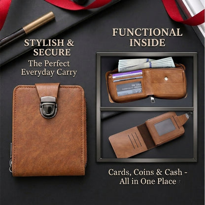 🔥 Men's Vintage Compact Zipper Wallet – No Inner Zipper