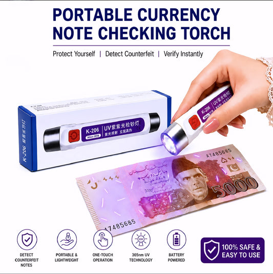 Handheld UV Money Detector | Portable Fake Note Checker Light