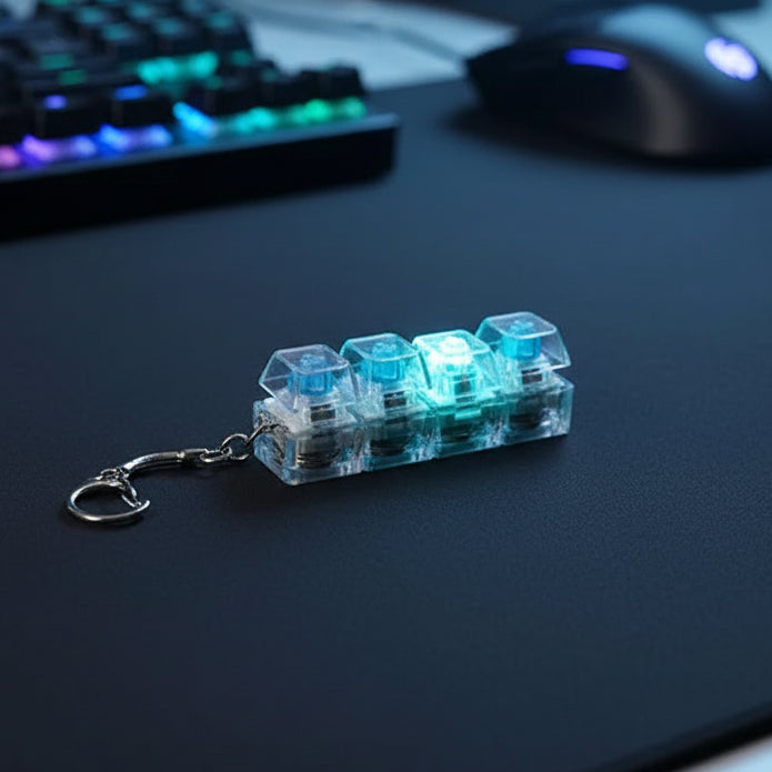 LED Keyboard Keychain Fidget Toy | Clickable Stress Relief Button