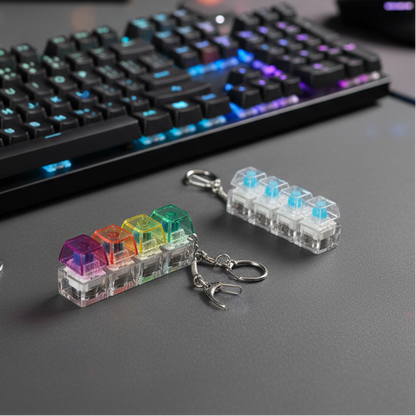 LED Keyboard Keychain Fidget Toy | Clickable Stress Relief Button