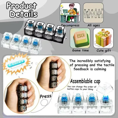 LED Keyboard Keychain Fidget Toy | Clickable Stress Relief Button