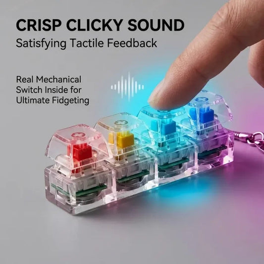 LED Keyboard Keychain Fidget Toy | Clickable Stress Relief Button