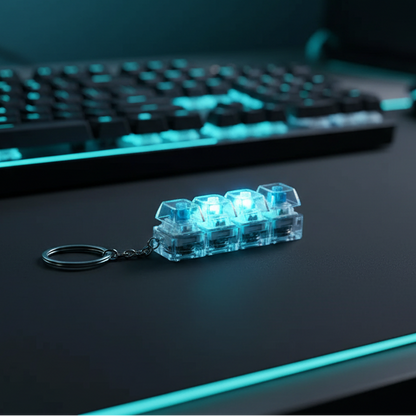 LED Keyboard Keychain Fidget Toy | Clickable Stress Relief Button