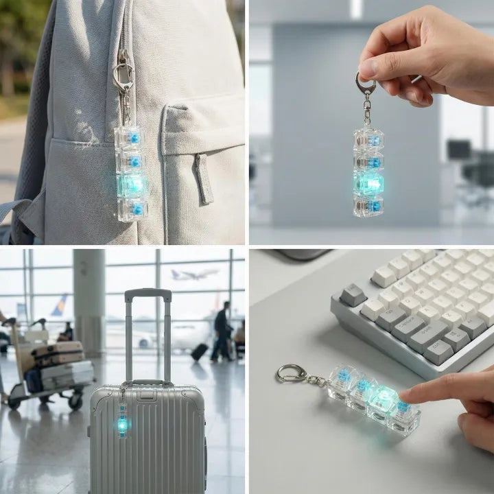 LED Keyboard Keychain Fidget Toy | Clickable Stress Relief Button