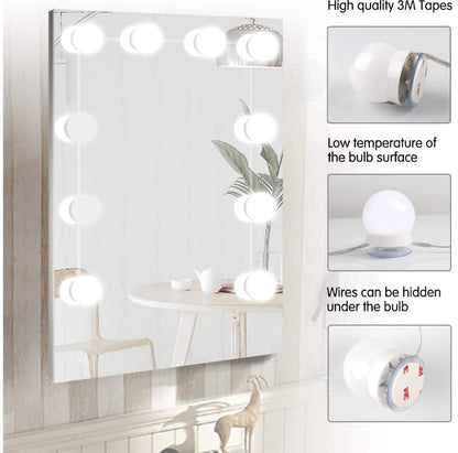 LED Vanity Mirror Lights | 10 Bulb Makeup Lighting Kit (Plastic Body)