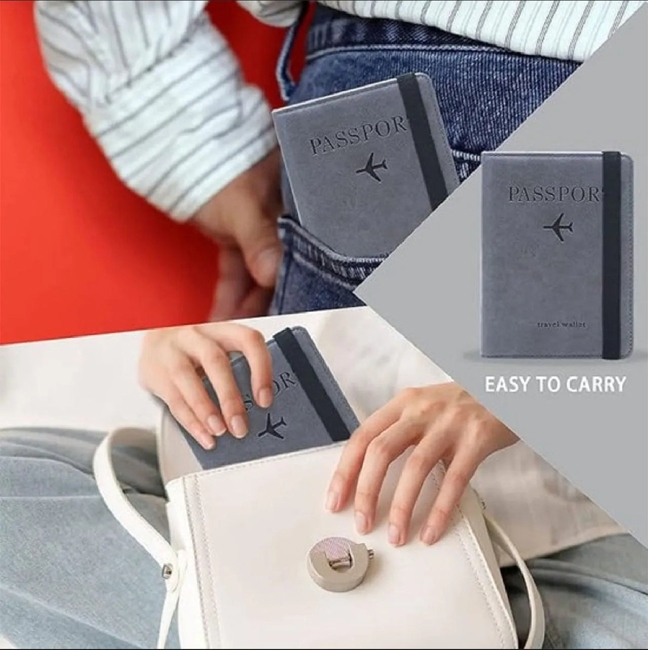 PU Leather Passport Holder | Waterproof Travel Card Wallet Organizer