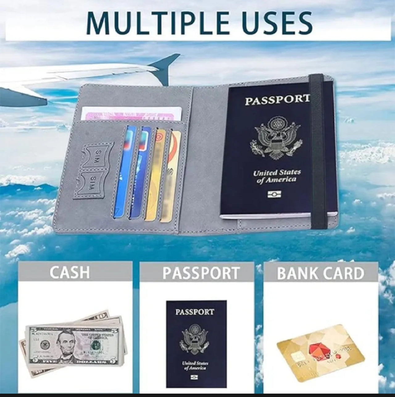 PU Leather Passport Holder | Waterproof Travel Card Wallet Organizer