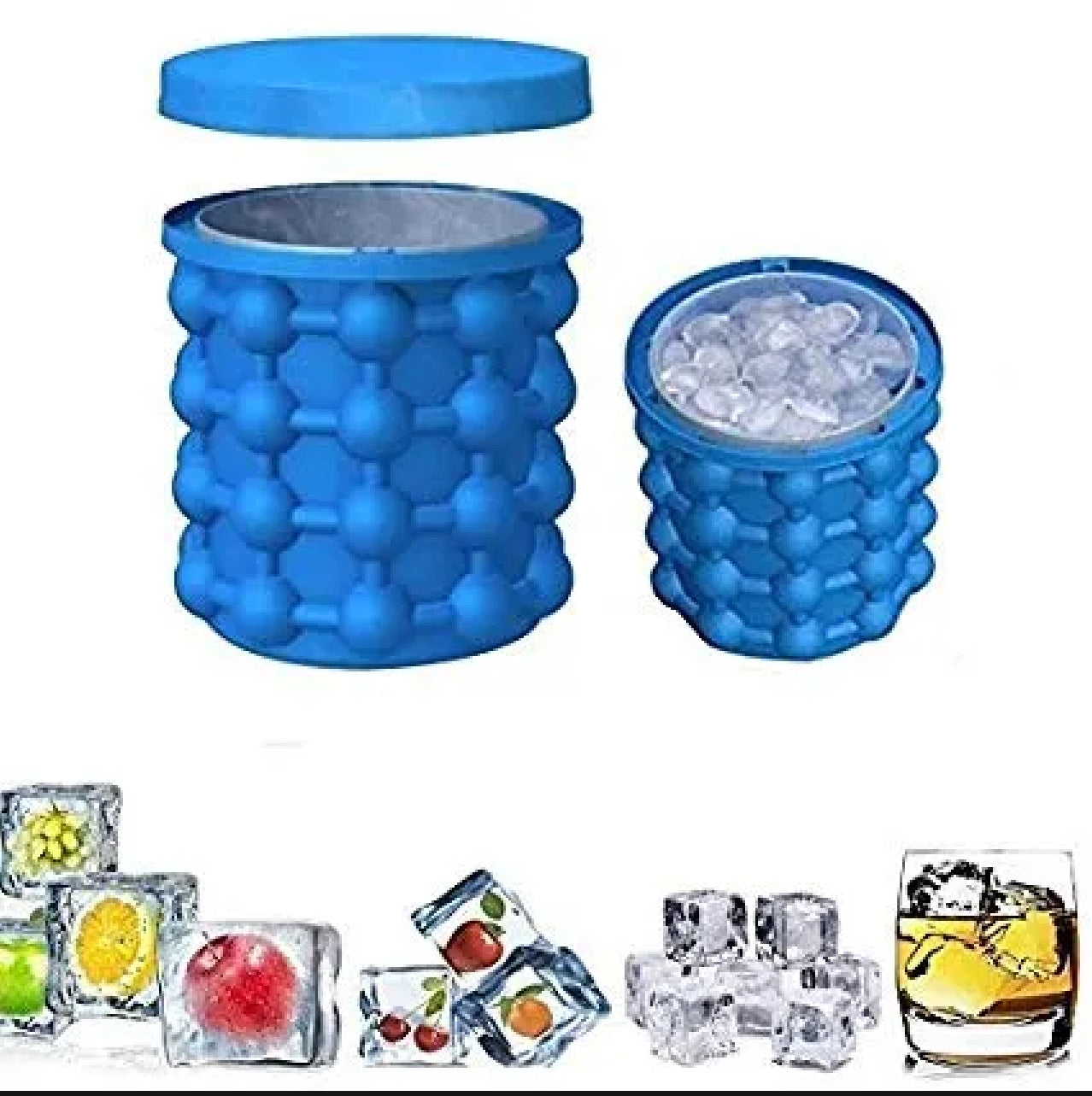 Portable Silicone Ice Cube Maker | Space-Saving Ice Bucket