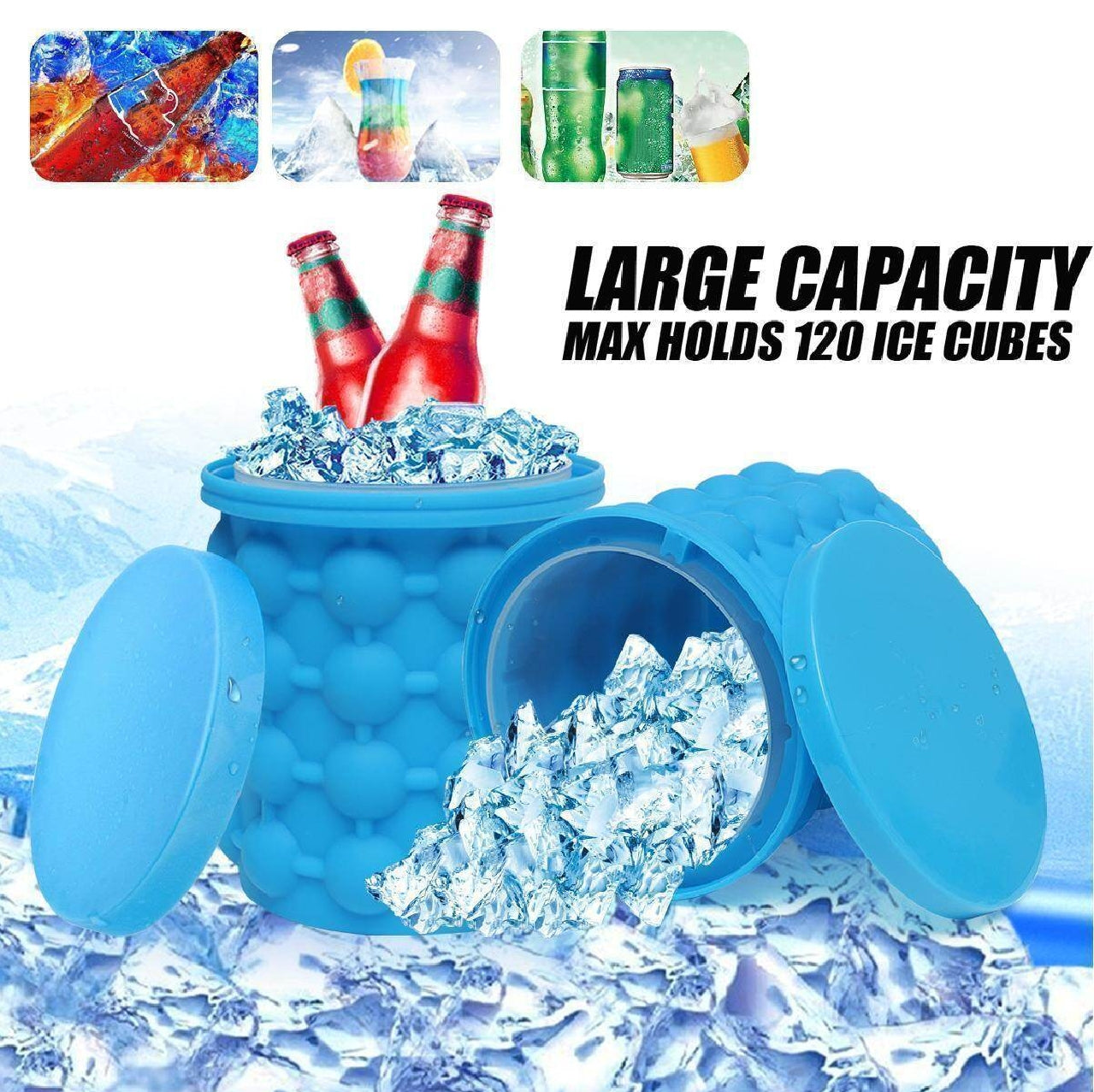 Portable Silicone Ice Cube Maker | Space-Saving Ice Bucket