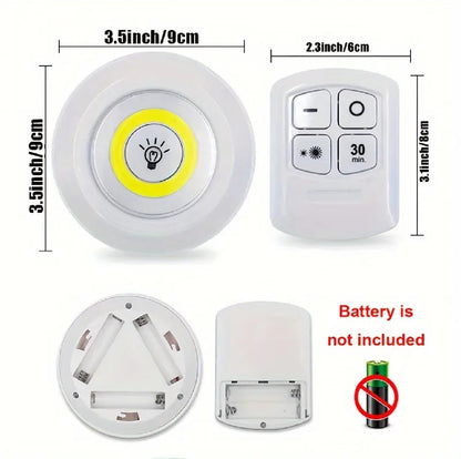 3-Pack Wireless LED Puck Lights with Remote Control