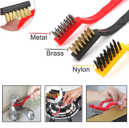 3-Pack Brass, Nylon & Stainless Steel Cleaning Brush Set