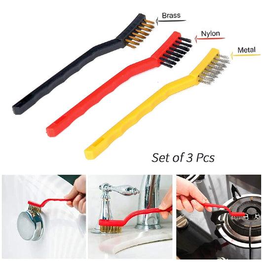 3-Pack Brass, Nylon & Stainless Steel Cleaning Brush Set