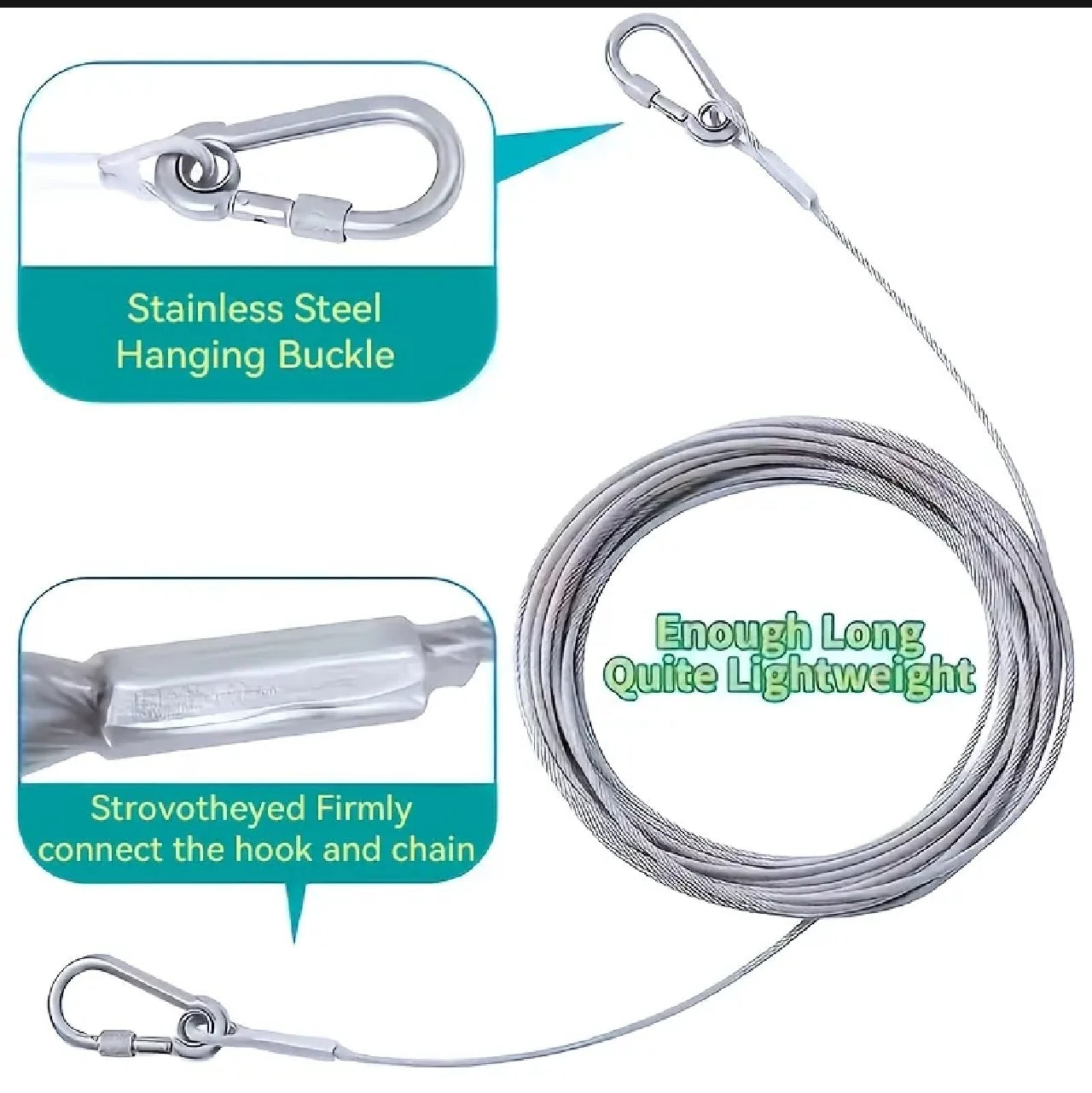5M Steel Clothesline Wire with Hooks | Multi-Purpose Hanging Cable