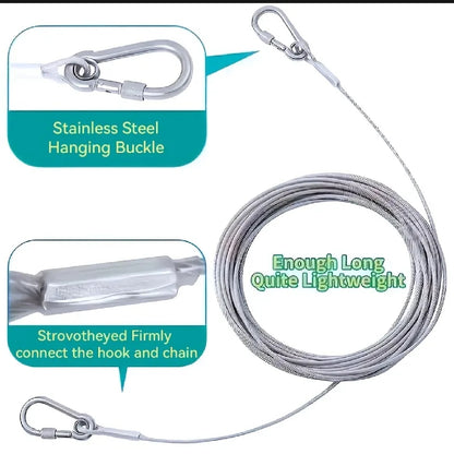 5M Steel Clothesline Wire with Hooks | Multi-Purpose Hanging Cable
