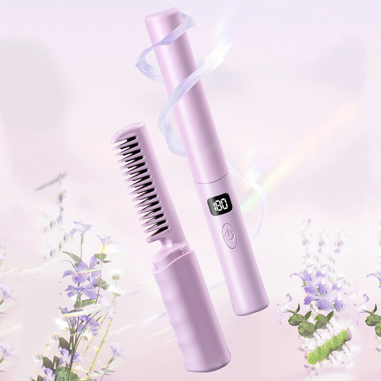 2-in-1 Rechargeable Hair Straightener Brush