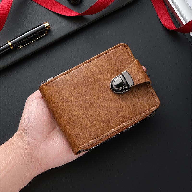 🔥 Men's Vintage Compact Zipper Wallet – No Inner Zipper