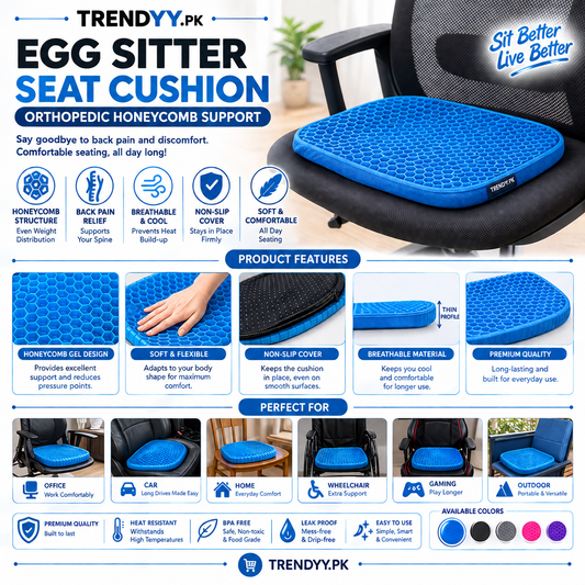 Egg Sitter Gel Seat Cushion | Honeycomb Back Pain Relief Cushion