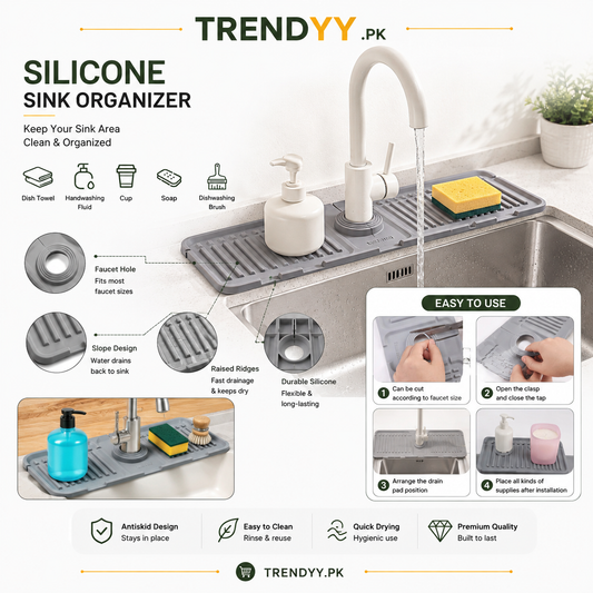 Silicone Faucet Mat | Sink Splash Guard & Water Draining Pad