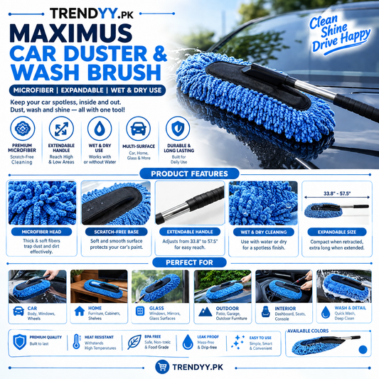 Microfiber Car Duster | Extendable Scratch-Free Cleaning Brush