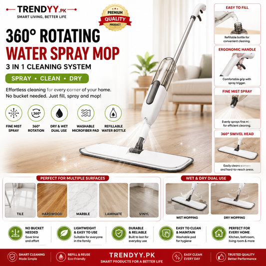 Water Spray Mop | 360° Rotating Microfiber Floor Cleaning Mop