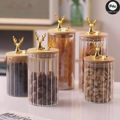 Deer Airtight Glass Storage Jars