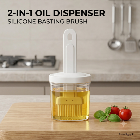 2-in-1 Oil Dispenser Bottle with Silicone Basting Brush