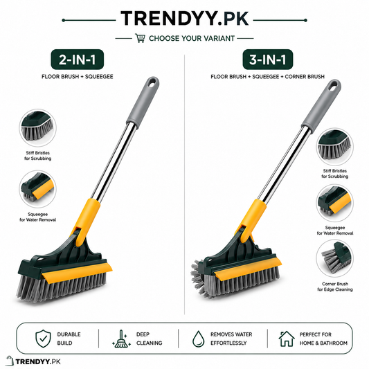 3-in-1 Cleaning Brush with Wiper | Double-Sided Scrubber